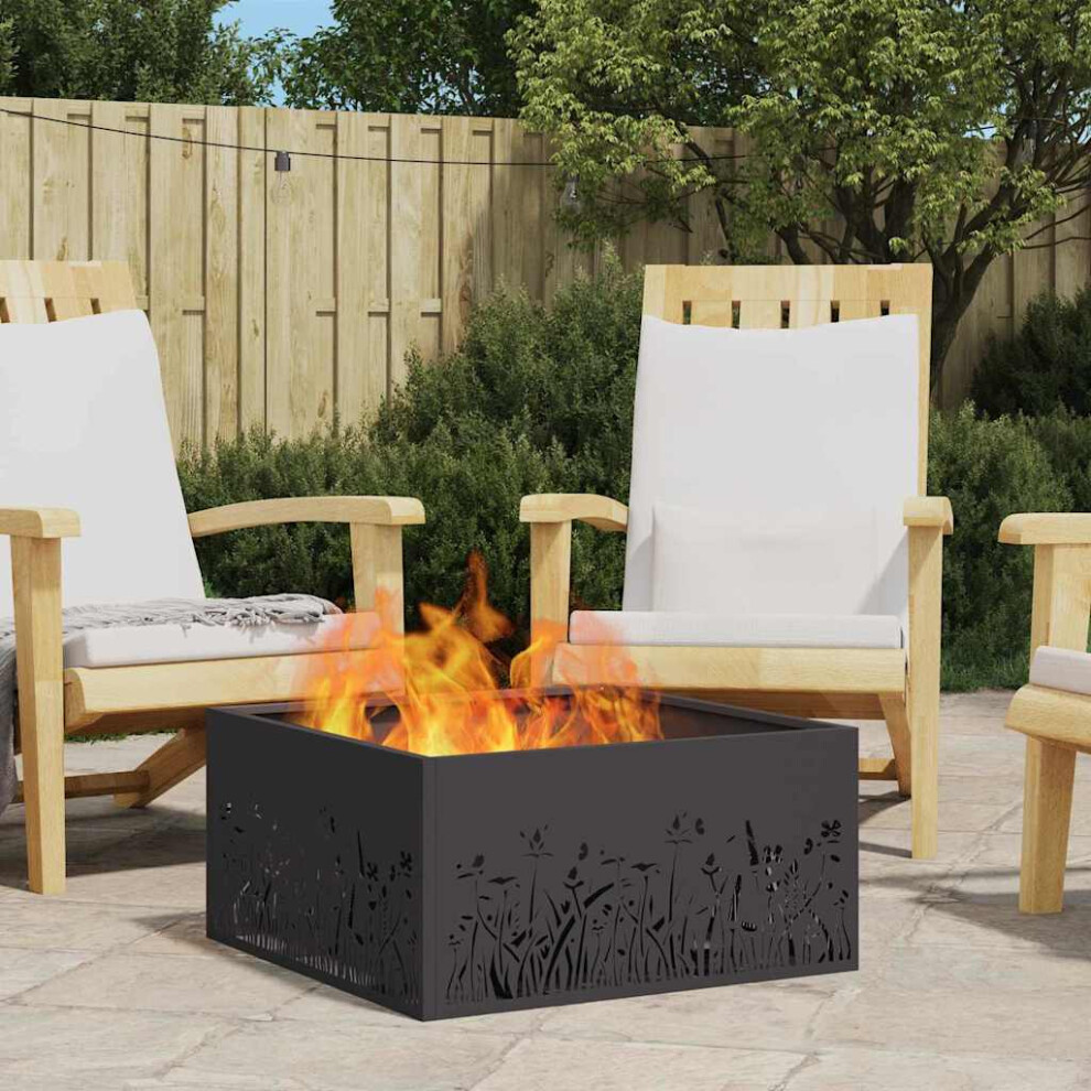 Vidaxl Fire Pit Black 60 X 60 X 30 Cm Steel