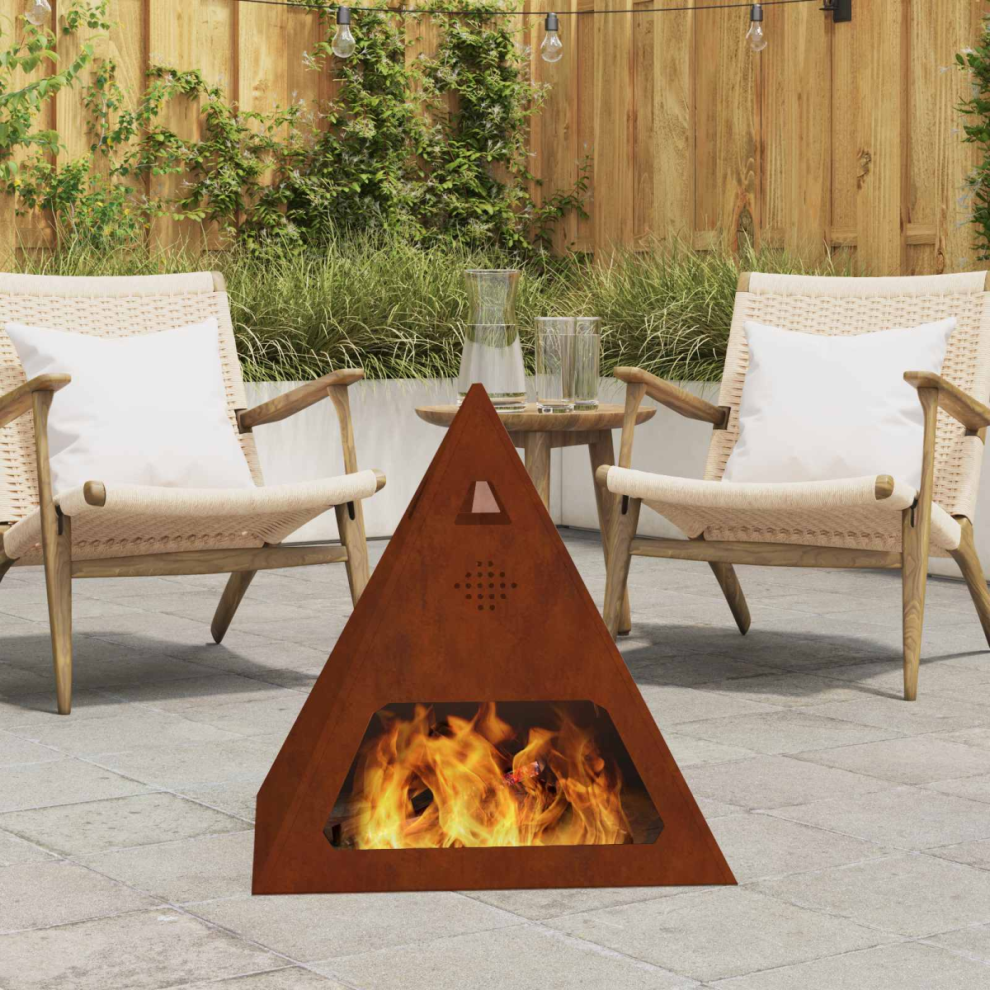 Vidaxl Fire Pit Brown 50 X 50 X 51 Cm Weathering Steel