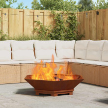 vidaXL Fire Pit Brown 100 x 100 x 28 cm Weathering Steel