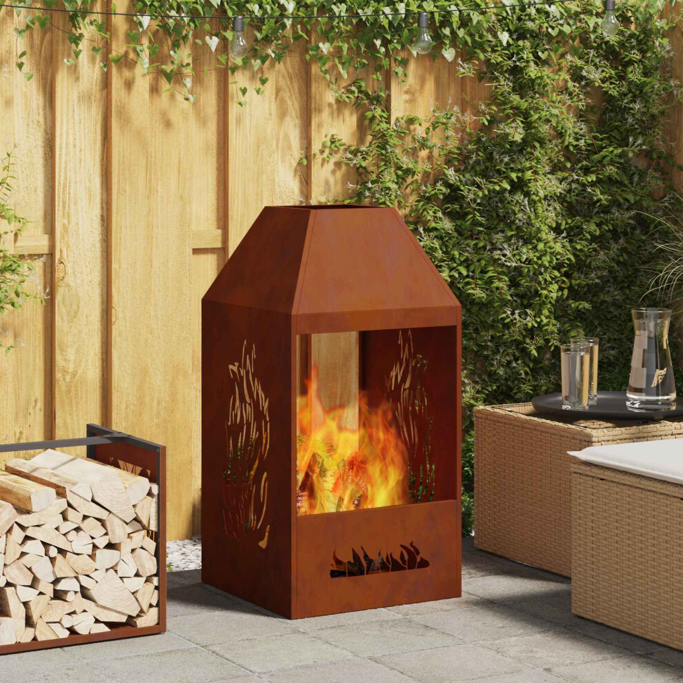 Vidaxl Fire Pit Brown 50 X 50 X 100 Cm Weather Steel