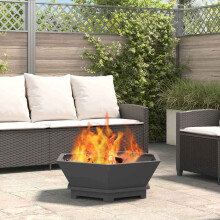 vidaXL Fire Pit Black 75 x 75 x 28 cm Steel