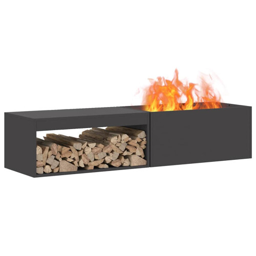 VidaXL vidaXL Fire Pit Black 160 x 45 x 35 cm Steel 2