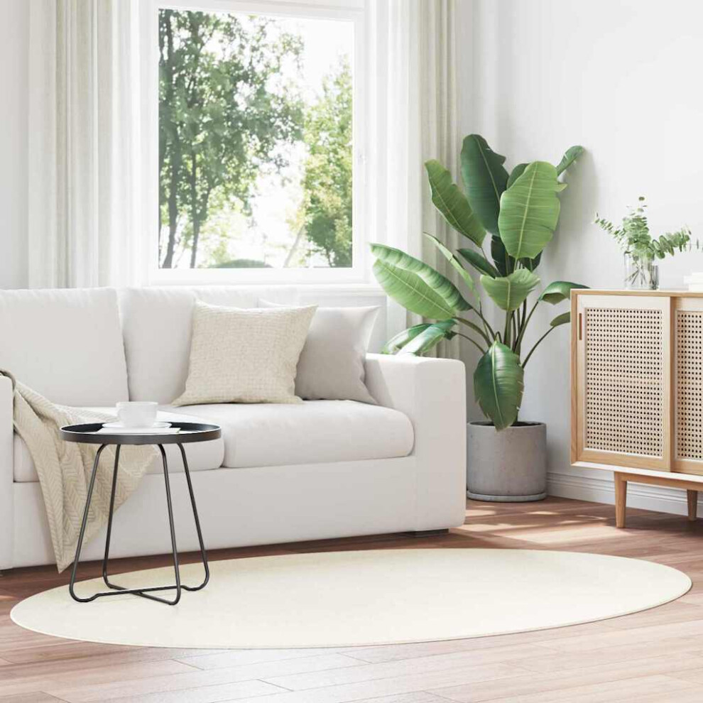 Vidaxl Area Rugs Oval Huarte Cream 140 X 200 Cm 100% Polyester