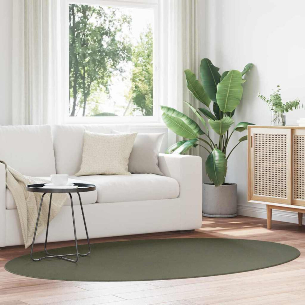 Vidaxl Area Rugs Oval Huarte Forest Green 140 X 200 Cm 100% Polyester
