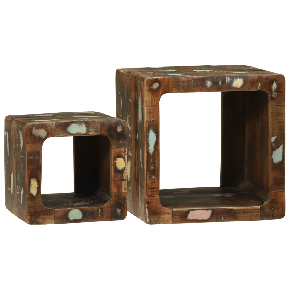 Vidaxl Tv Units 2 Pcs Multicolour 36 X 30 X 36 Cm Solid Reclaim Wood