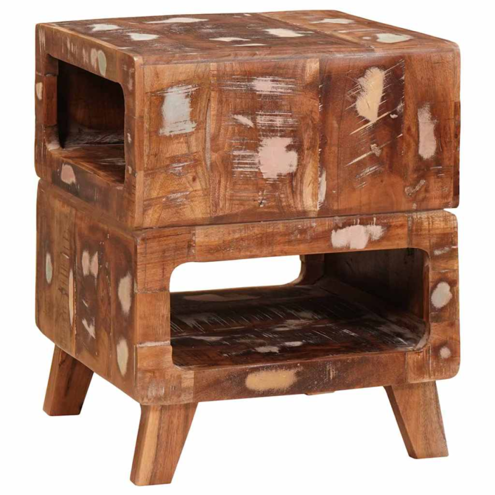Vidaxl End Table With Shelf Brown 40 X 40 X 49 Cm Solid Reclaim Wood