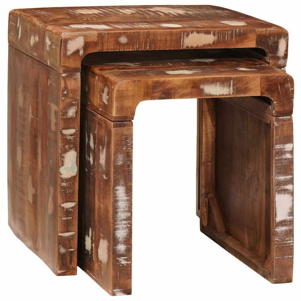 Vidaxl Nesting Tables 2 Pcs Brown 46 X 40 X 46 Cm Solid Reclaim Wood