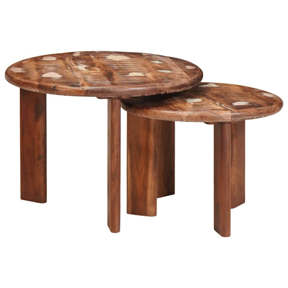 Vidaxl Nesting Coffee Tables 2 Pcs Multicolour Solid Reclaimed Wood