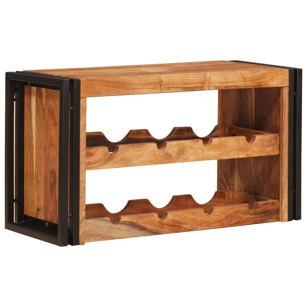 vidaXL Wall Mounted Wine Rack - 8 Bottle - Solid Acacia Wood - Brown - Image 2