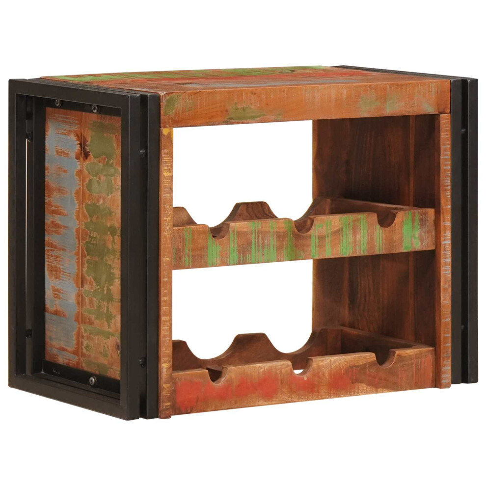 vidaXL Solid Reclaimed Wood Wall Mounted Wine Rack - 6 Bottle Capacity - Brown - Image 2