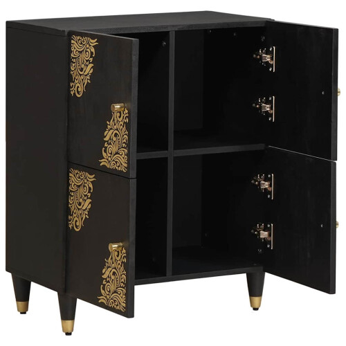 VidaXL vidaXL Sideboard with Shelf Black 60 x 33 x 75 cm Solid Mango Wood 1