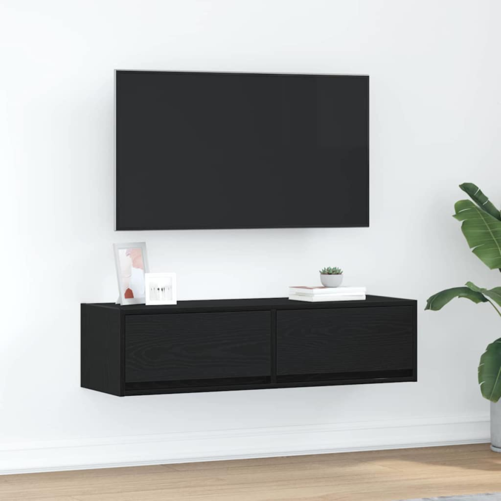 Vidaxl Tv Cabinet Black Oak 100 X 31 X 25.5 Cm Engineered Wood