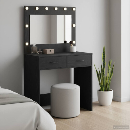 VidaXL vidaXL Dressing Table Black Oak 78.5 x 41 x 135 cm Engineered Wood