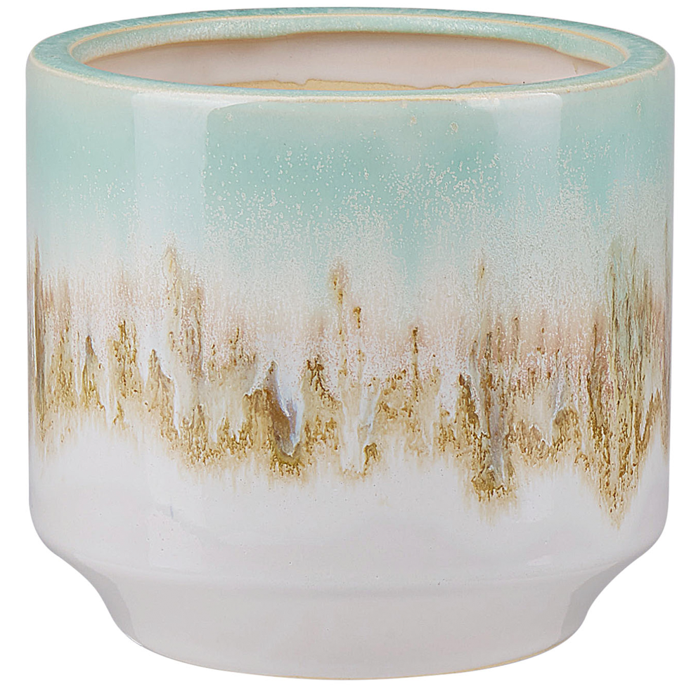 Beliani Flower Vase Cyme Stoneware 15 Cm Mint Green