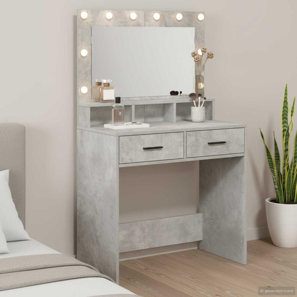 Vidaxl Dressing Table Concrete Grey 79 X 41 X 135 Cm Engineered Wood