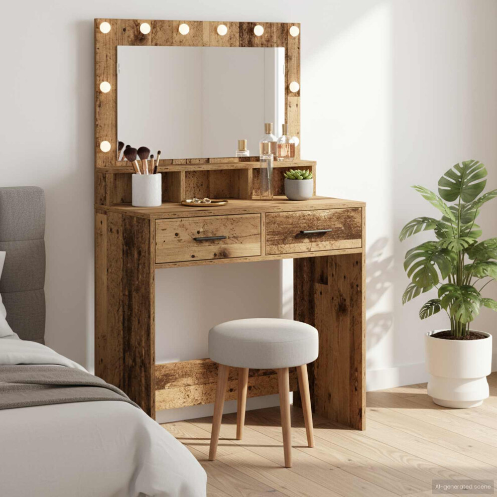 Vidaxl Dressing Table Old Wood 79 X 41 X 135 Cm Engineered Wood