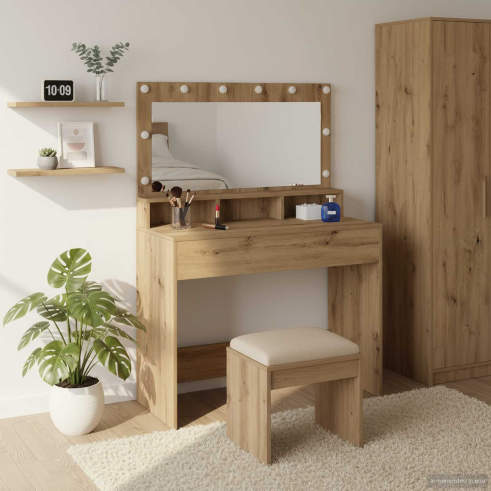 Vidaxl Dressing Table Artisan Oak 100 X 41 X 135 Cm Engineered Wood