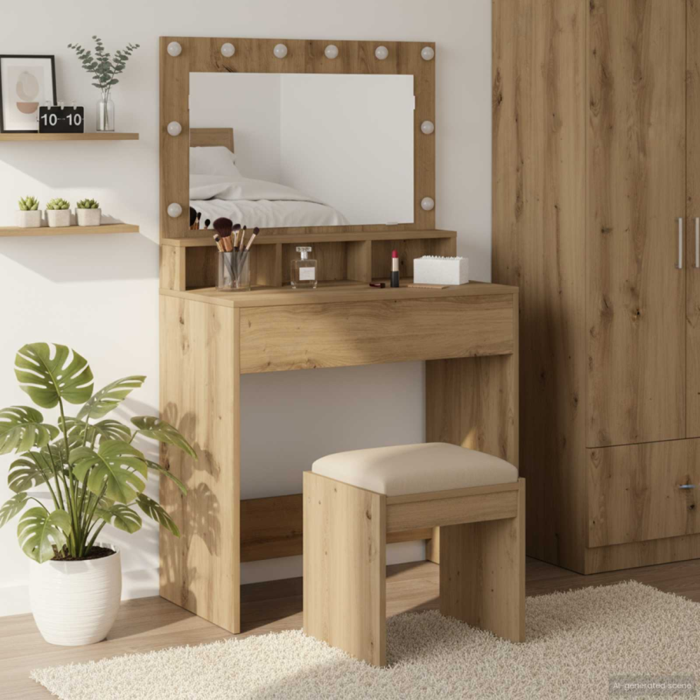 Vidaxl Dressing Table Artisan Oak 75.5 X 41 X 135 Cm Engineered Wood