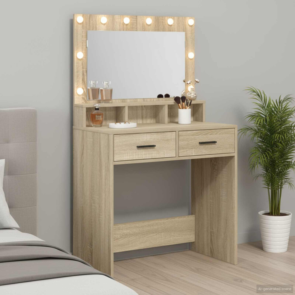 Vidaxl Dressing Table Sonoma Oak 79 X 41 X 135 Cm Engineered Wood
