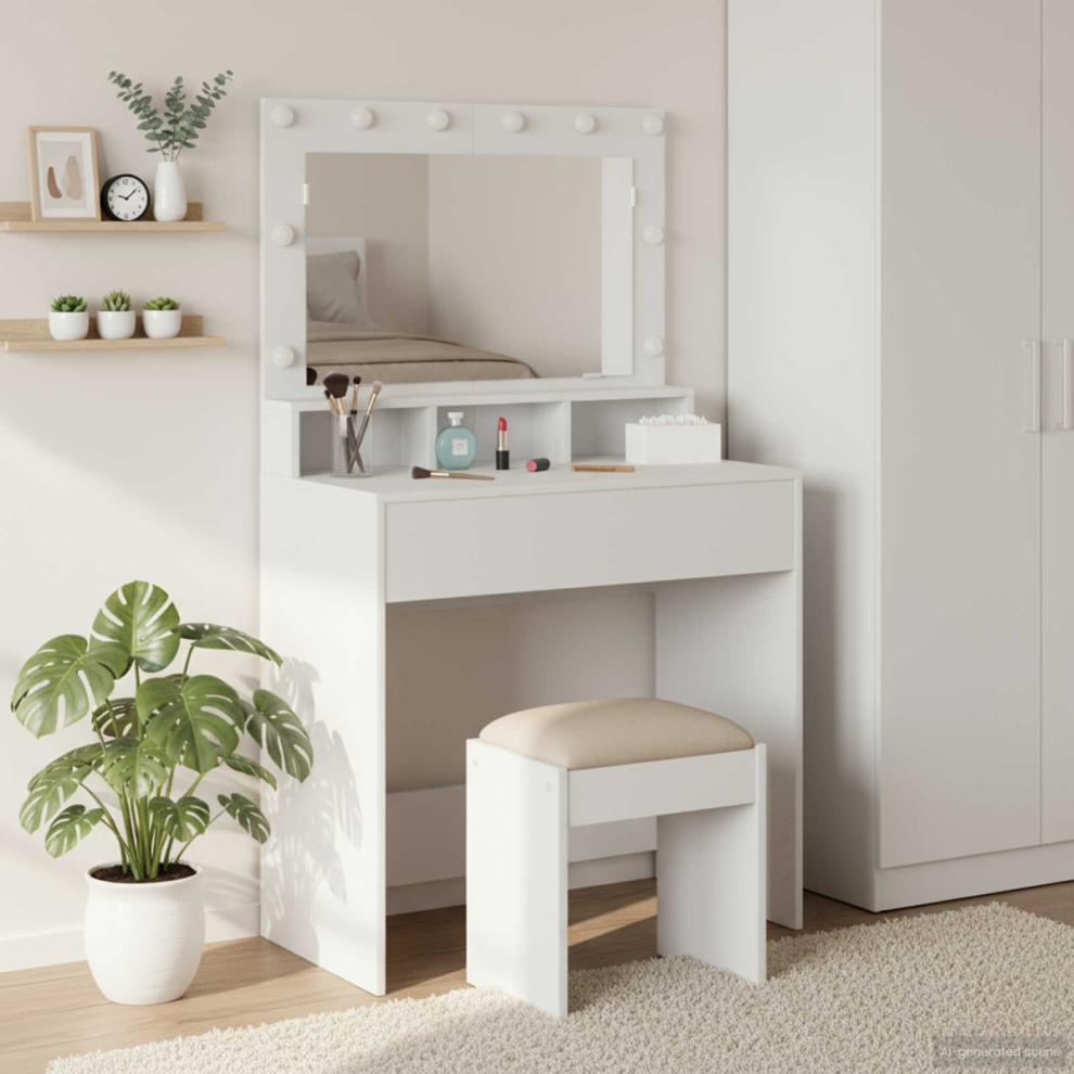 Vidaxl Dressing Table White 75.5 X 41 X 135 Cm Engineered Wood