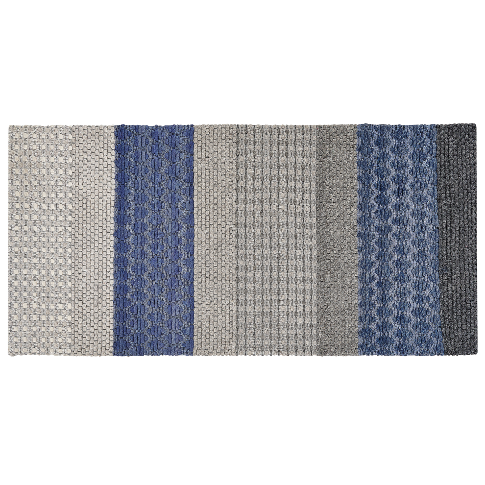 Beliani Rug Akkaya Blue 80 X 150 Cm Wool