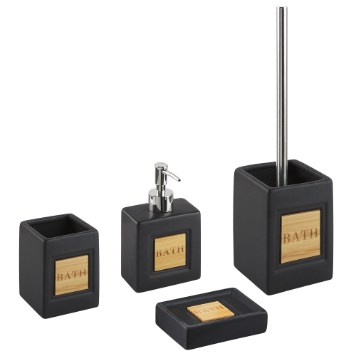 Beliani 4-Piece Bathroom Accessories Set KOUROU Ceramic Black