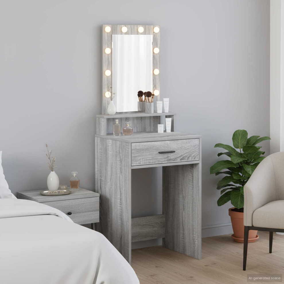 Vidaxl Dressing Table Grey 50 X 41 X 140 Cm Engineered Wood