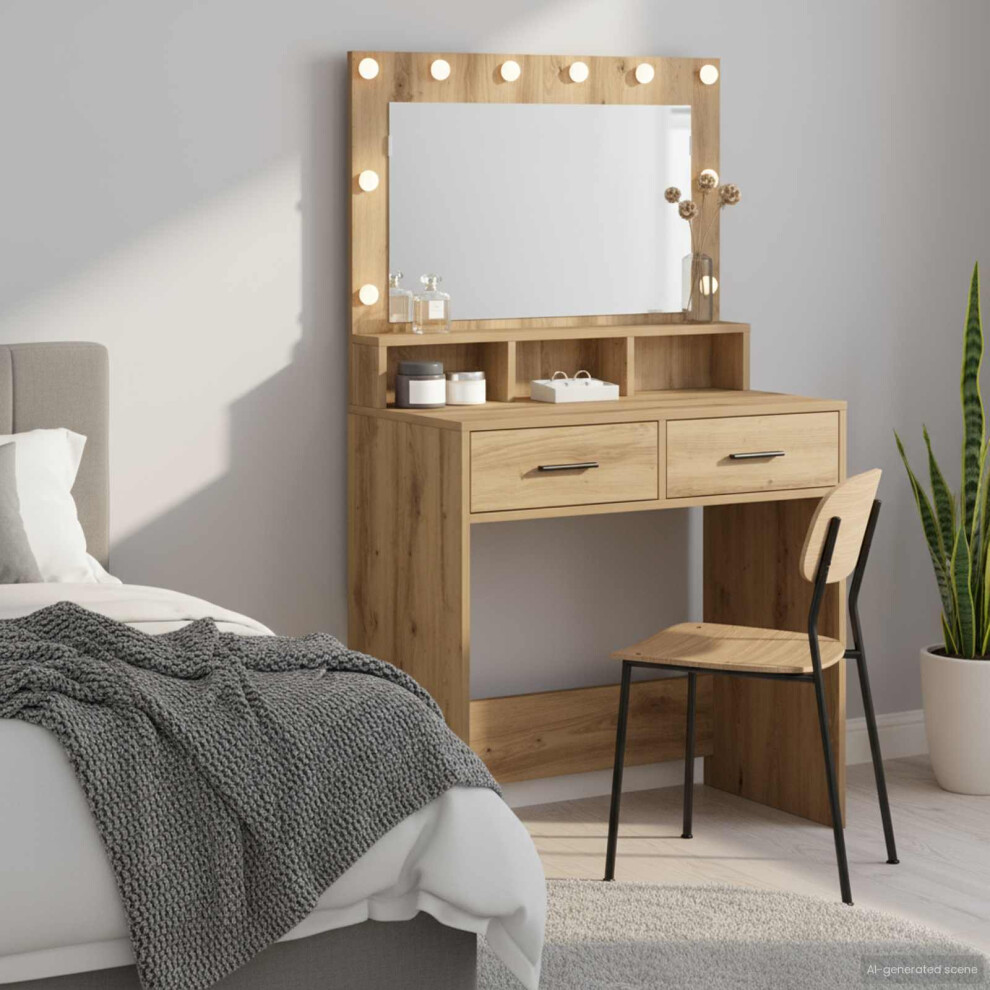 Vidaxl Dressing Table Artisan Oak 79 X 41 X 135 Cm Engineered Wood