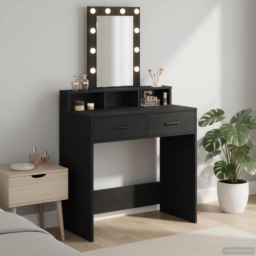 Vidaxl Dressing Table Black 79 X 41 X 140 Cm Engineered Wood