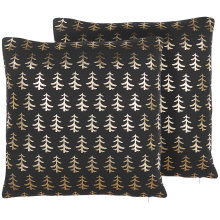 Set of 2 Decorative Cushions LEROY Cotton 45 x 45 cm Black Christmas Motif