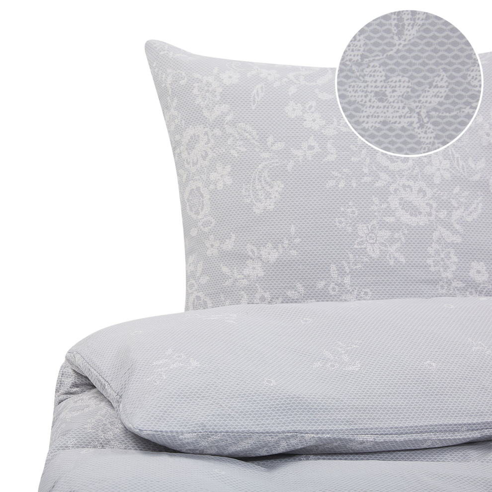 Beliani Duvet Cover Set Morningside Sateen Cotton 200 X 220 Cm Grey