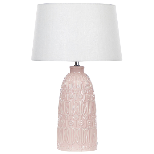 Beliani Table Lamp ZARIMA Ceramic Pink