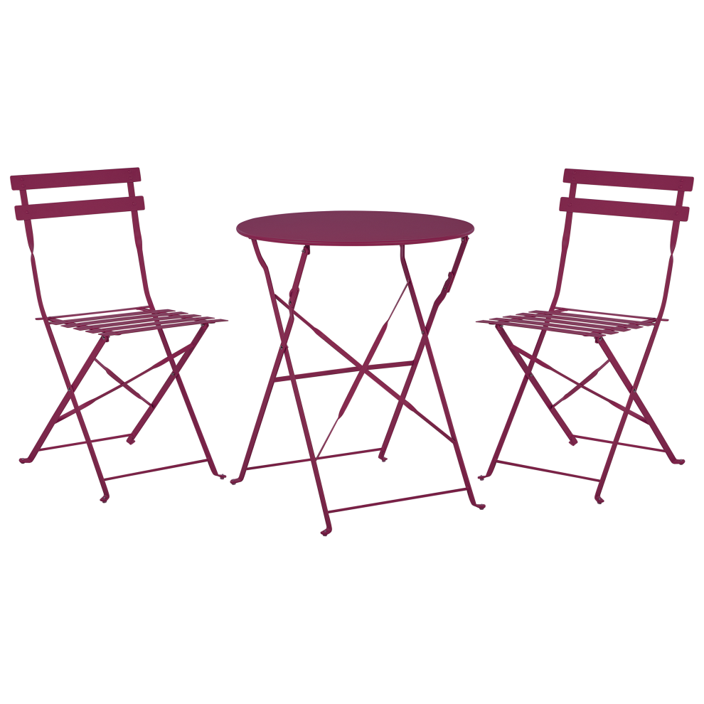 Beliani Bistro Set Folding Fiori Metal Burgundy