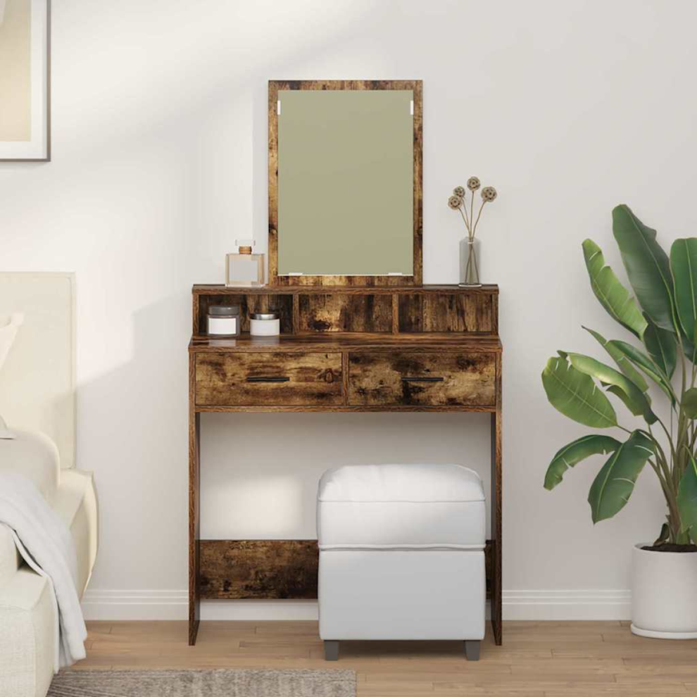 Vidaxl Dressing Table Smoked Oak 79 X 41 X 140 Cm Engineered Wood