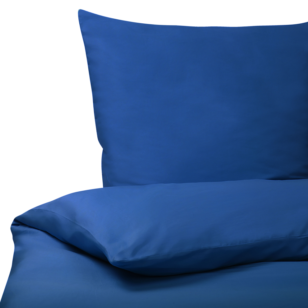 Beliani Duvet Cover Set Harmonridge Sateen Cotton 220 X 240 Cm Dark Blue