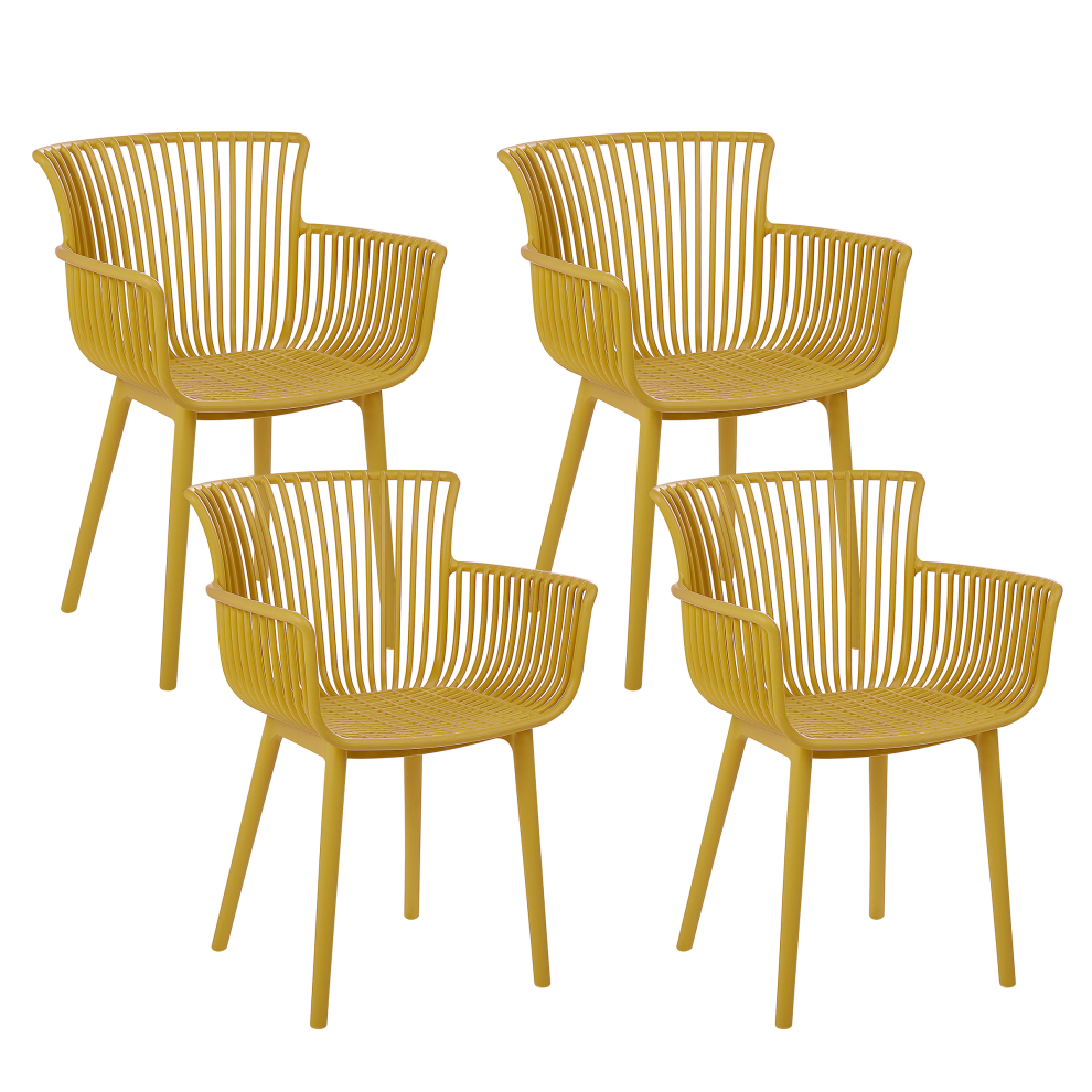 Beliani Set Of 4 Garden Chairs Pesaro Yellow