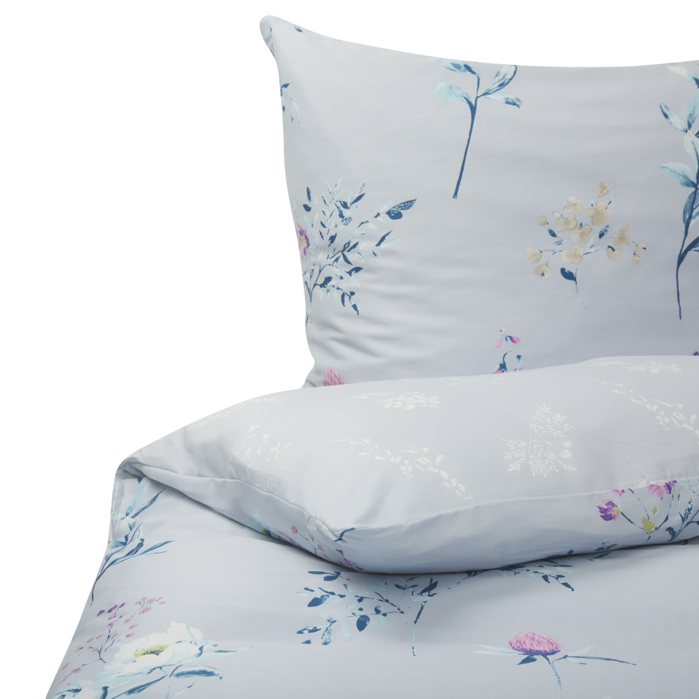 Beliani Duvet Cover Set Evergreen Sateen Cotton 200 X 220 Cm Light Blue