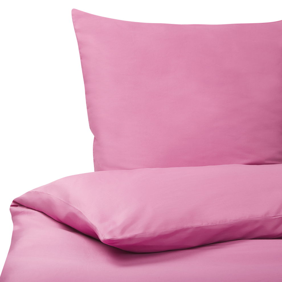 Beliani Duvet Cover Set Harmonridge Sateen Cotton 200 X 220 Cm Pink