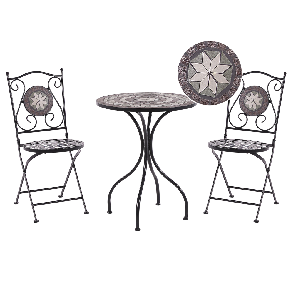 Beliani Bistro Set Folding Cariati Metal Black