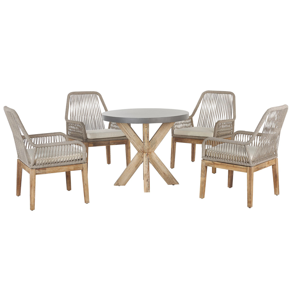Beliani Olbia 4 Seater Garden Dining Set Beige Concrete With Cushions