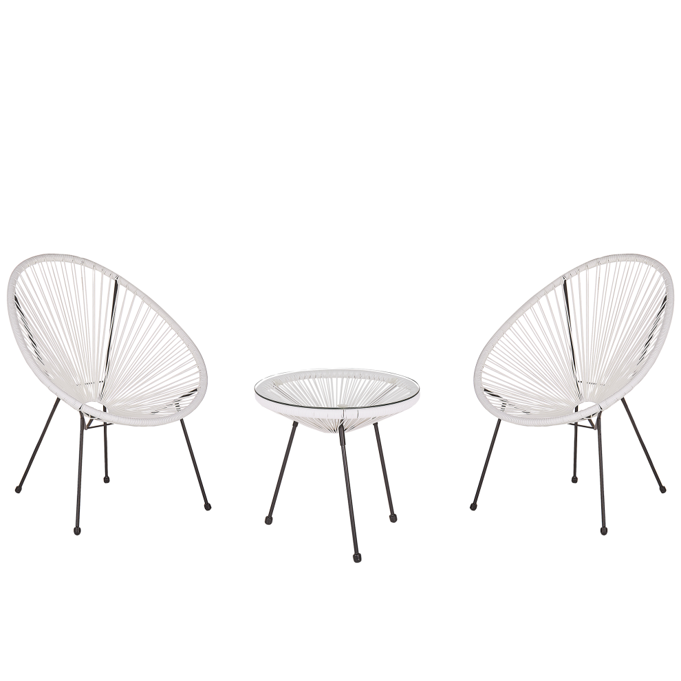 Beliani Bistro Set Acapulco Ii Pe Rattan White