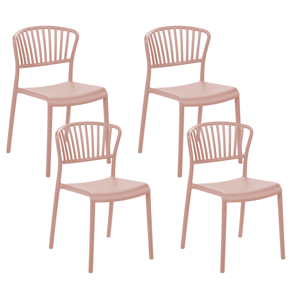 Beliani Set Of 4 Garden Chairs Gela Pastel Pink