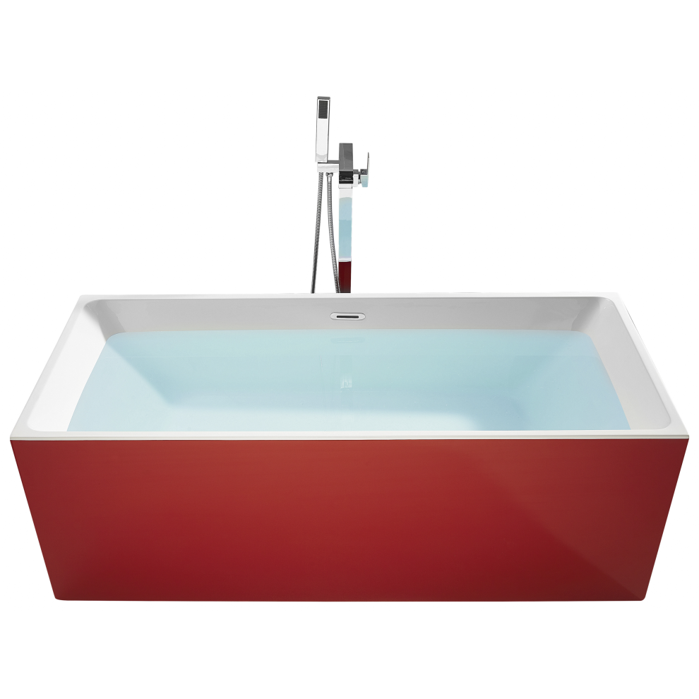Beliani Freestanding Bathtub Rios 1700 X 800 Mm Red