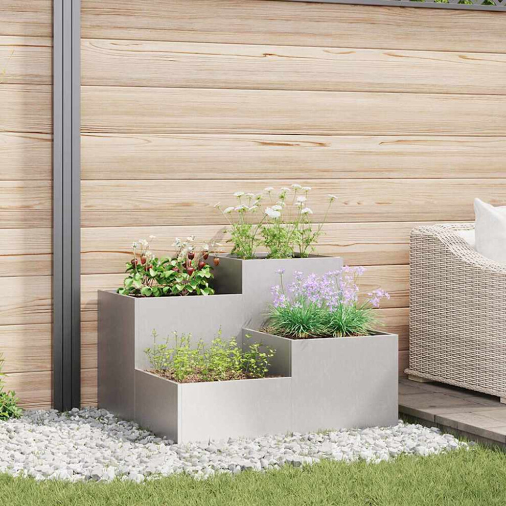 Vidaxl Garden Planter Silver 80 X 80 X 60 Cm Stainless Steel