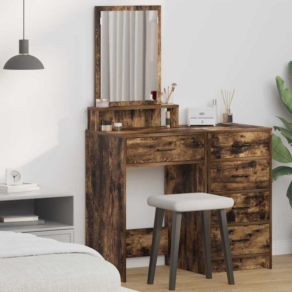 Vidaxl Dressing Table Smoked Oak 50 X 41 X 140 Cm Engineered Wood
