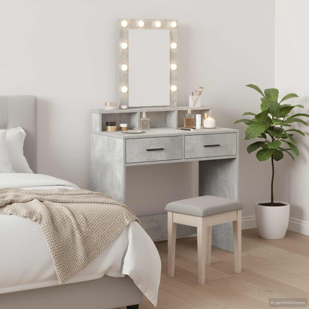 Vidaxl Dressing Table Grey 79 X 41 X 140 Cm Engineered Wood