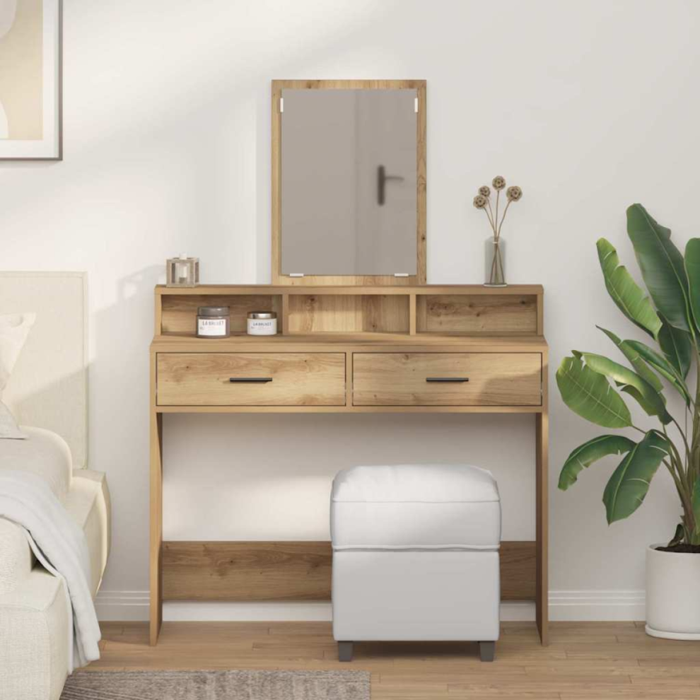 Vidaxl Dressing Table Artisan Oak 100 X 41 X 140 Cm Engineered Wood