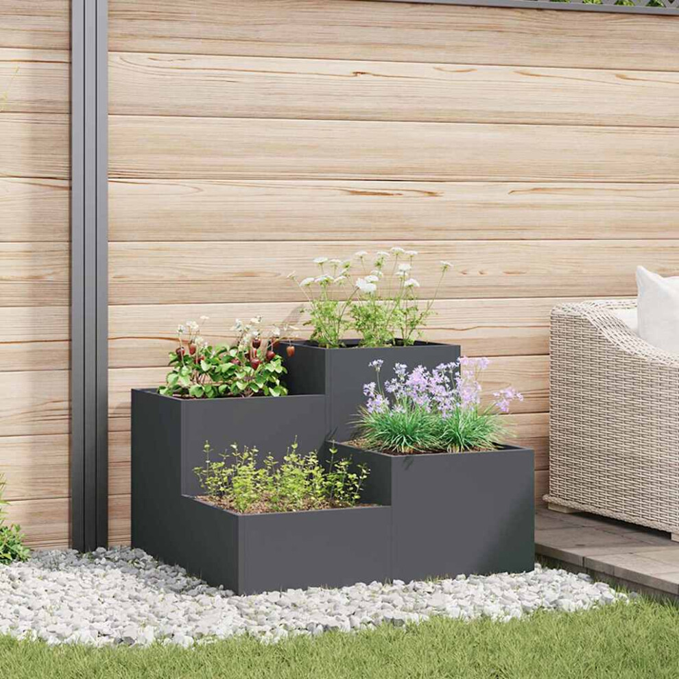 Vidaxl Garden Planter 80 X 80 X 60 Cm Steel Anthracite