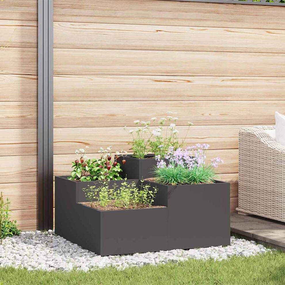 Vidaxl Garden Planter Black 80 X 80 X 48 Cm Steel