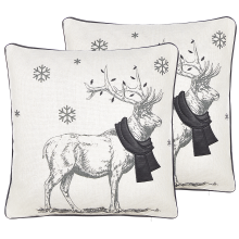 Set of 2 Decorative Cushions SVEN 45 x 45 cm Black Christmas Motif
